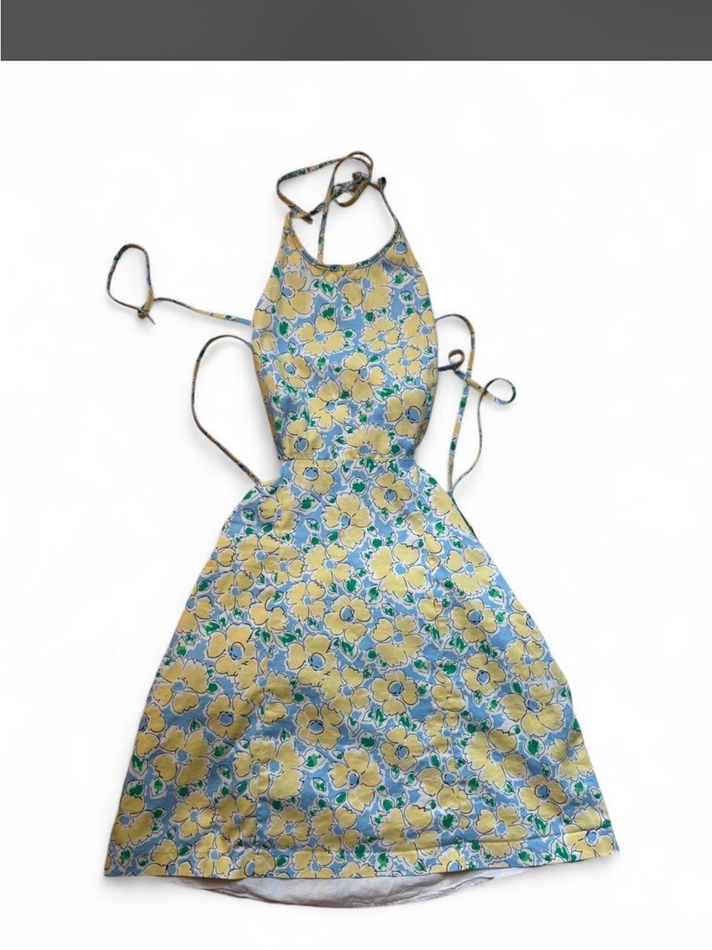 Zara Yellow and Blue Floral Halter Dress